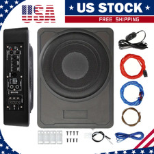 10" 600W Slim Under-Seat Subwoofer Powered Car Truck Sub w/ Amp Kit Speaker KE