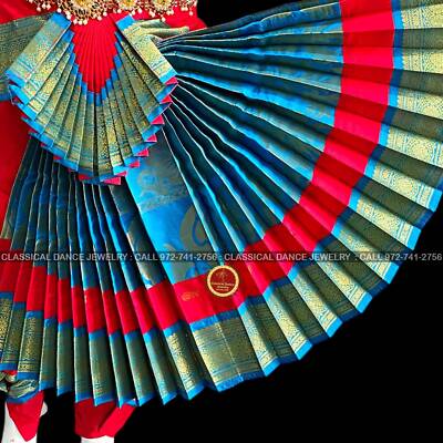 slim fit dress slacks Blue & Green Bharatanatyam Readymade Dance Costume 38 main image 0
