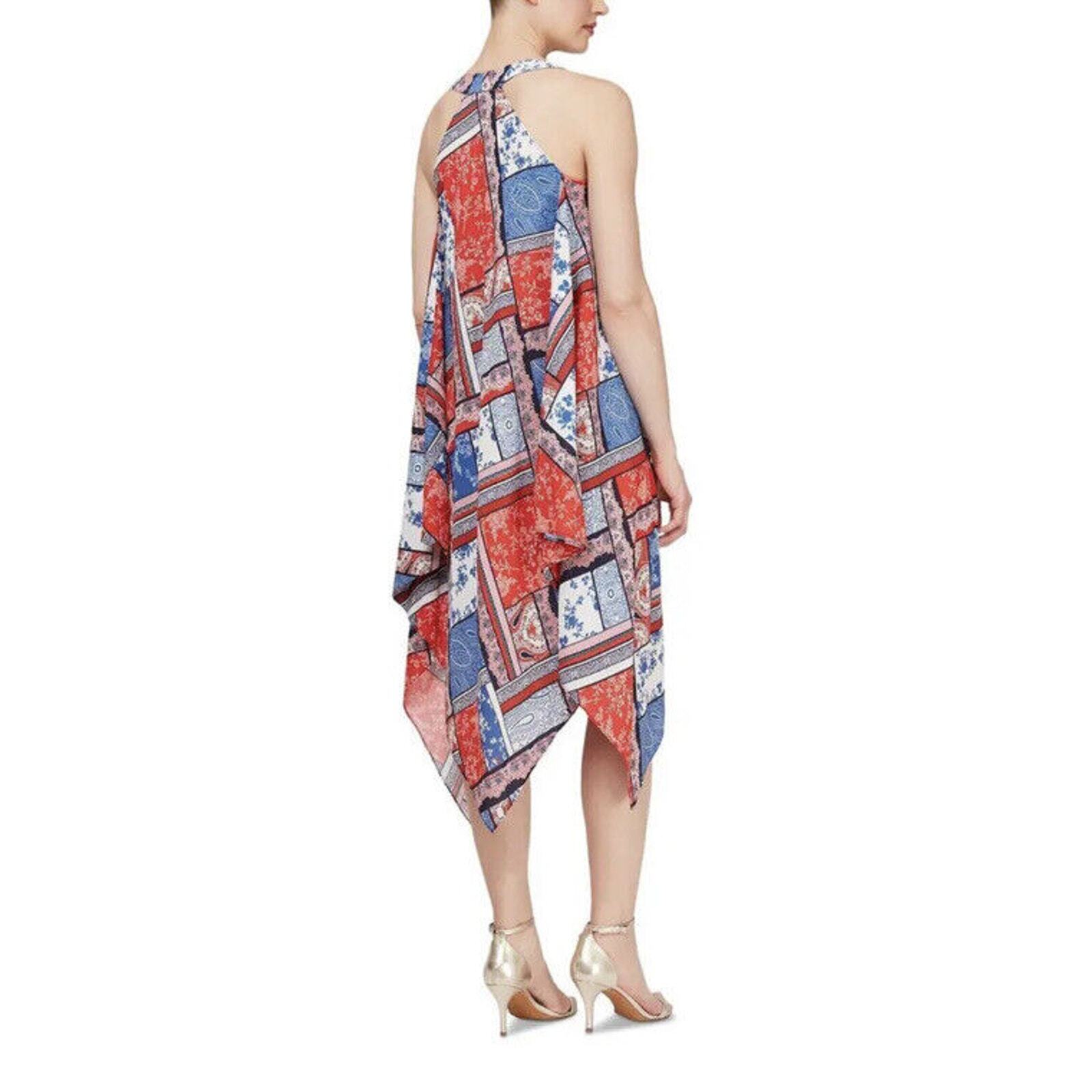 SLNY Red/White/Blue Tea Length Sleeveless Shift Dress Size M NEW eBay