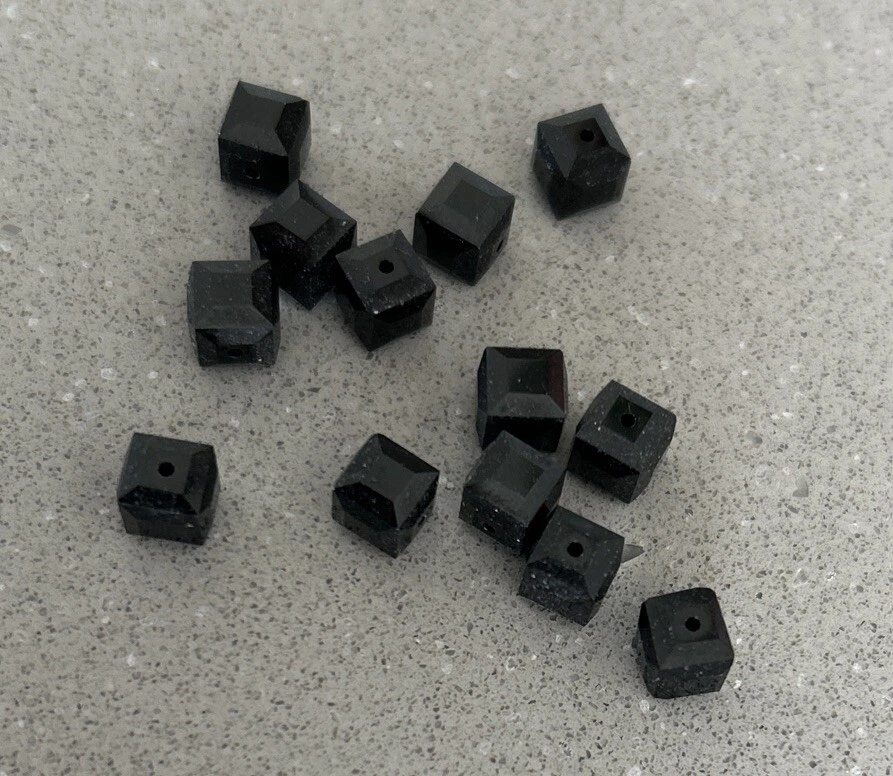 13pc Swarovski Crystal 6mm Cube 5601 Beads Jet Black Faceted Square - Image 3 of 3