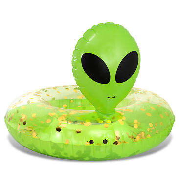 POZA Inflatable Heavy Duty Vinyl UV Resistant Alien Pool Float Tube, Green Gold