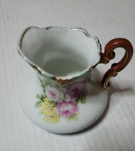 Imperial Crown China Austria Creamer White w Yellow & Pink Roses Gold Trim