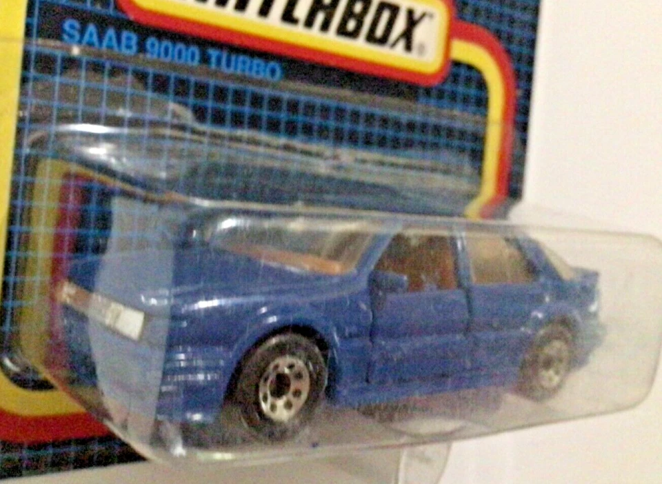 MB-22 Matchbox SAAB 9000 TURBO unpunched card 1991 RARE BLUE Europe only release - Image 3 of 4