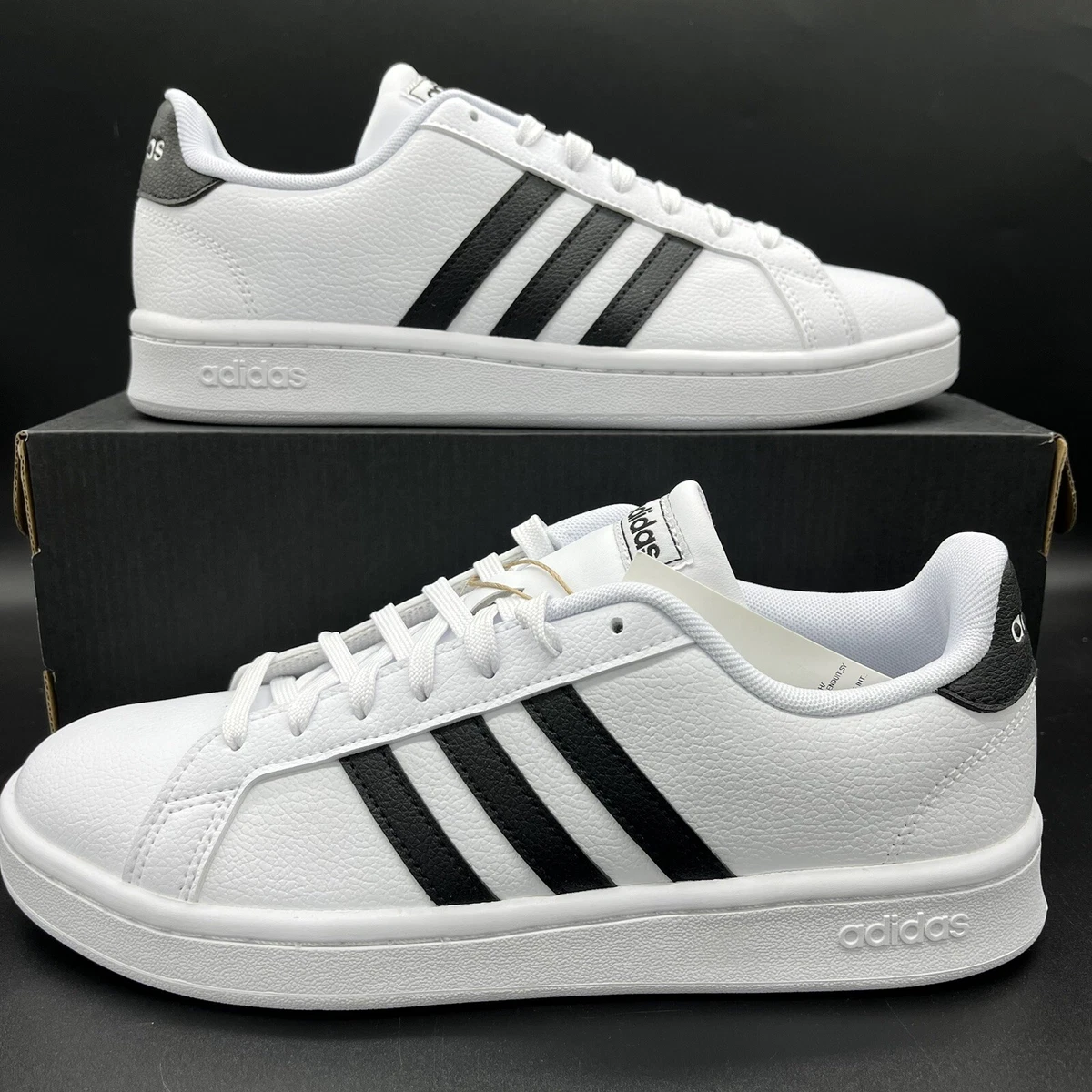 Womens Adidas Grand Court Sneakers White Black Multi Size NEW