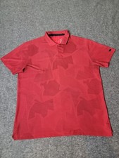 Nike Tiger Woods Men"s Golf Polo Size M Camo Jacquard Red CT3801 Dri-Fit