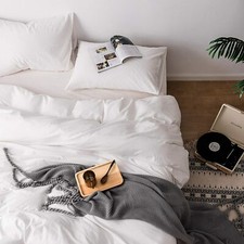 1000TC Brand New 100 Egyptian Cotton Zipper Duvet Set White Solid All US Sizes