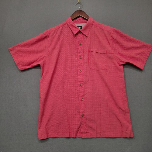 Nordic Track Mens Red Short Sleeve Button Up Shirt Size Large