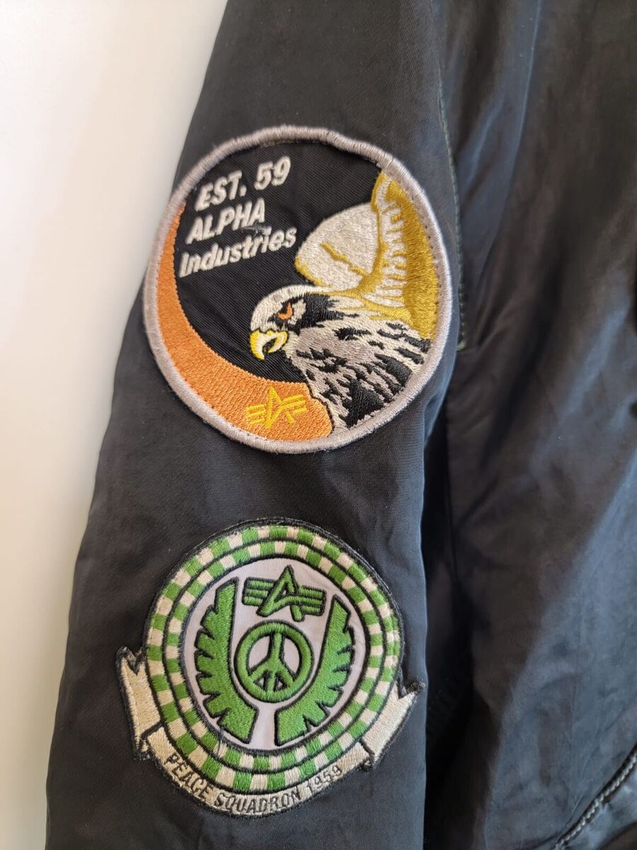 Alpha Industries Inc Bomber Black Jacket with Patches Air Alpha Industries Inc Bomber Black Jacket with Patches Air