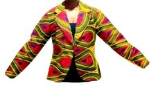 Twill Peak Vibrant African Print One Button Blazer
