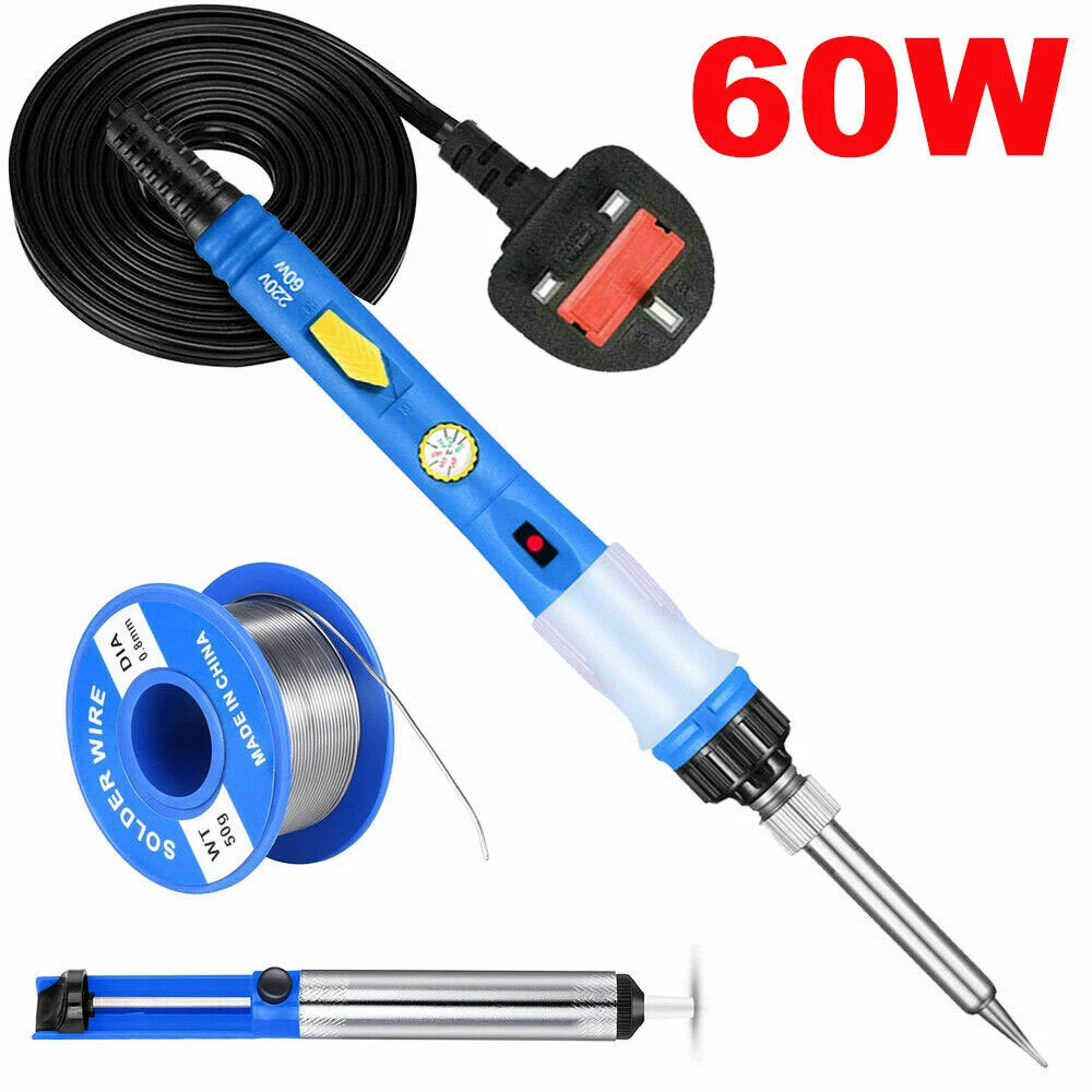 Soldering Iron Set Kit 60W Temperature Adjustable Desoldering Pump Solder Wire