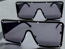 Oversize Contemporary Modern Retro Shield Stylish SUNGLASSES Big Frame Dark Lens