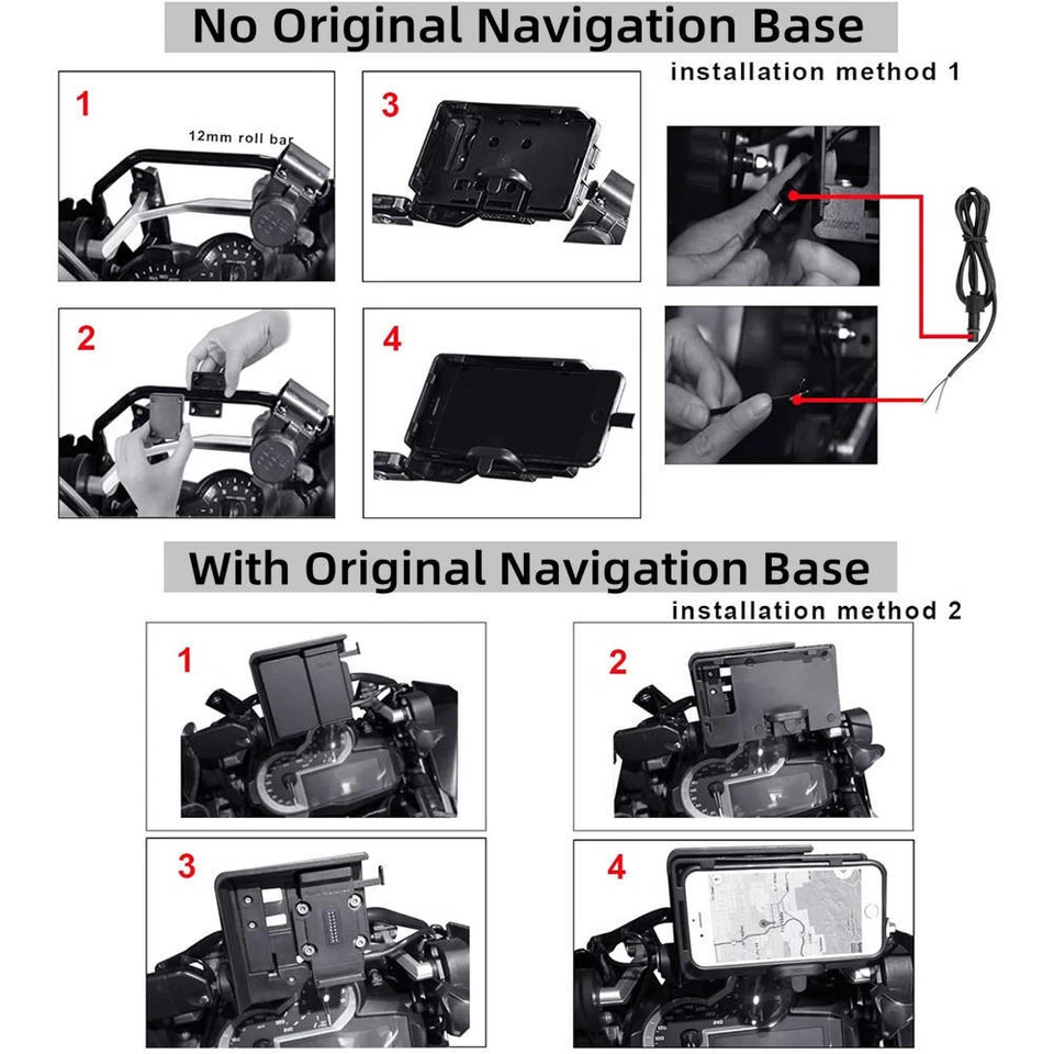 Soporte cargador USB para teléfono móvil para BMW R1200GS LC 2013-2017 Adventure C Foto 4 de 4