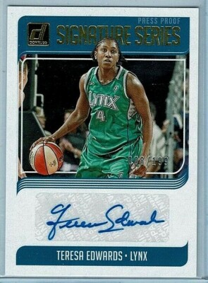 TERESA EDWARDS 2019 Panini Donruss SILVER Press Proof Auto Card #/199   LYNX