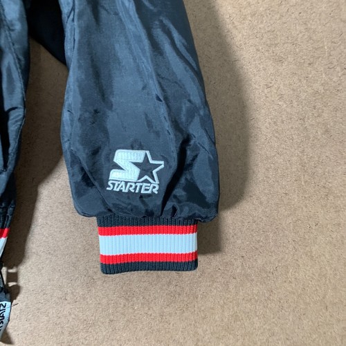 Vintage Blackhawks Windbreaker Youth Size Small Black Long Sleeve Boys Starter - Picture 5 of 13
