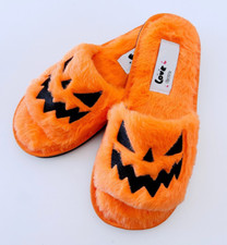 2025 Halloween Slippers Slides Lantern Pumpkin Women Men Soft Cozy Fuzzy Shoes  