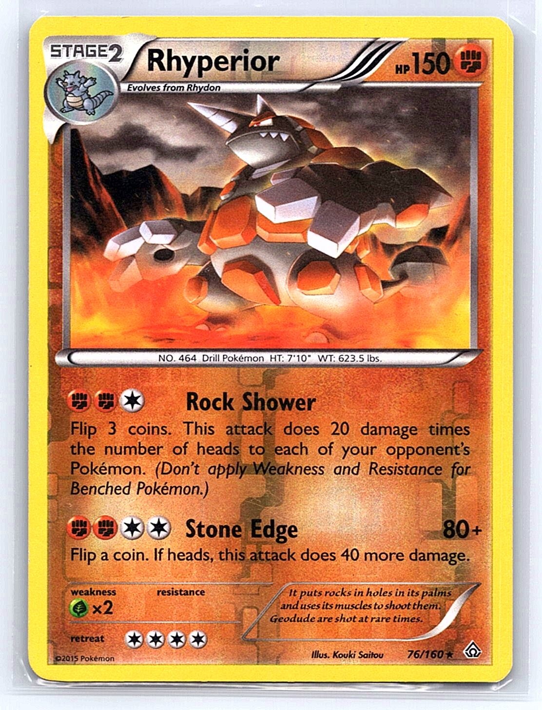 Rhyperior Reverse Holo Rare XY - Primal Clash 76/160 NM