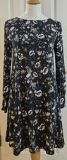 Loft Dress Womens Floral Fit and Flare A Line L/S Stylish Buttons Size Small