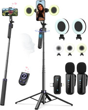 Vlogging Kit for Iphone/Android, 63  Auto Face Tracking Tripod for Iphone with Li