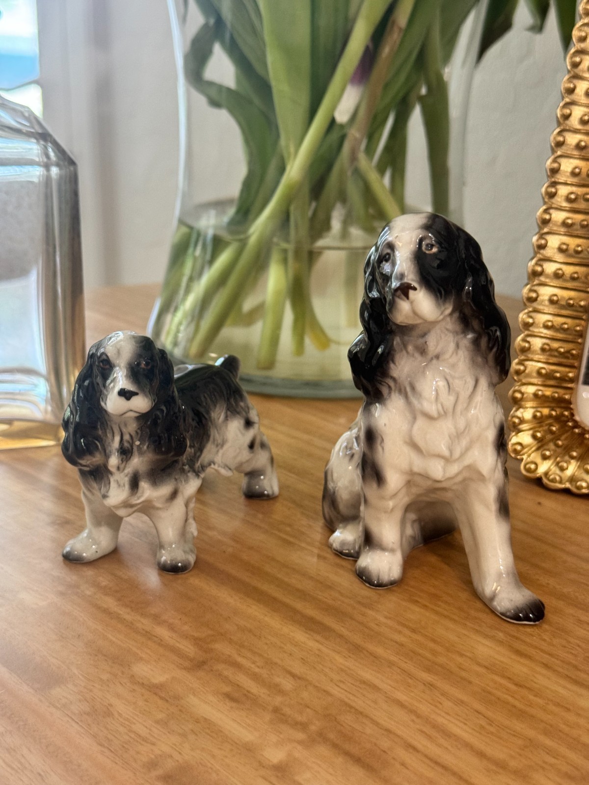 Vintage Ceramic B/W Cocker Spaniel Dog Figurines (made in Japan)