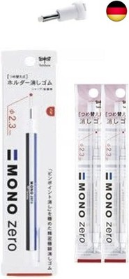 Tombow Mono zero Präzisionsradierer, runde Spitze, mit 2 Nachfüllminen, Weiß