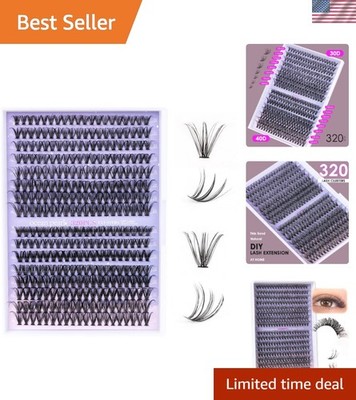 Ultimate 320 Pcs Lash Extension Kit: 10-16mm Soft Clusters for Effortless Beauty