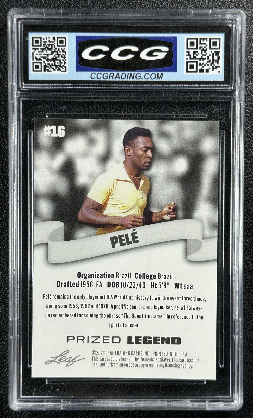 PELE CCG 10 2023 LEAF PRIZED LEGEND #16 BRAZIL 8196 view 2