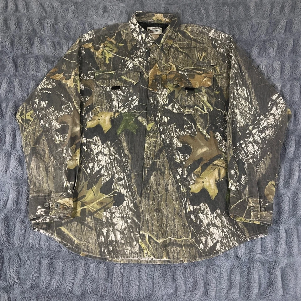FieldStaff by Mossy Oak Camo Long Sleeve Button Up Shirt L/G Hunting Outdoor - Image 2 of 4
