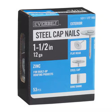 1-1/2 In. X 12D Zinc Ring Shank Steel Cap Non-Collated Roofing Nails 0.5 Lb. 53