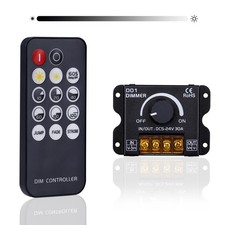 DC 5V 12V 24V 30A RF LED Dimmer PWM Controller Wireless Knob Adjust Switch Strip