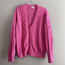 Sunday Best Aritzia Pink Cable Knit Oversized Chunky Cardigan Womens Small