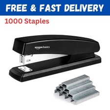 Stapler with 1000 Staples, Office Stapler, 25 Sheet Capacity, Non-Slip, Black