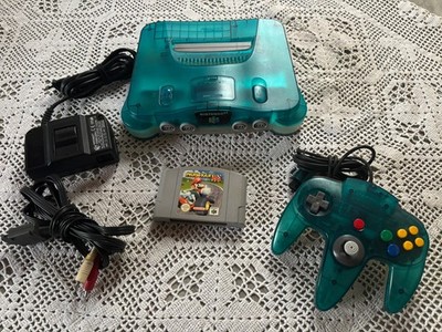 Nintendo 64 Konsole ice blau Transparent +  Controller und das Spiel Mario Kart 