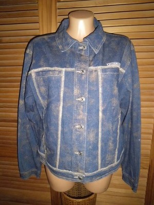 Jeans-Jacke..Uncle Sam..Gr.S/M..Blau..Glitzer..Kragen..Knöpfe..Langarm..