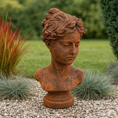 Aphrodite Büste mit echter Rostbeschichtung Steinguss frostfest 29 cm