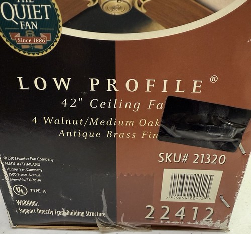 New Open Box Hunter 22412 Low Profile 42" Ceiling Fan Walnut Oak Blade FREESHIP! - Picture 4 of 14
