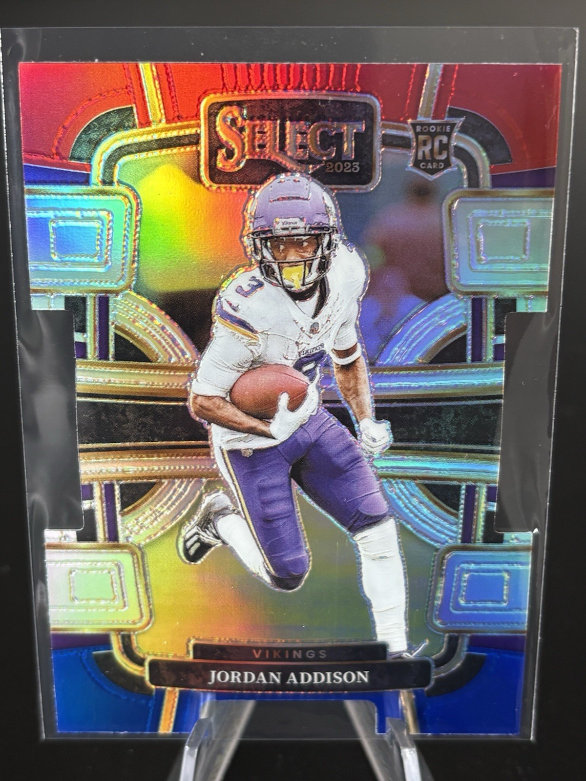 2023 Select Jordan Addison RC Red and Blue Prizm Die Cut Concourse #66 Vikings