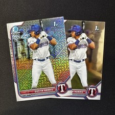 2022 Bowman Chrome Dustin Harris Mojo Refractor 1st RC Texas Rangers + Base