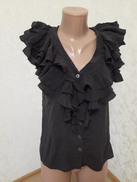 Women AllSaints Shirt Black Silk 38 / M / 46 #4VOQ
