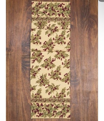 April Cornell Winterberry 100% Cotton Ecru Table Runner 13 x 72 NEW