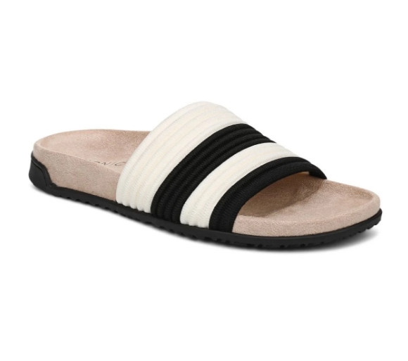 VIONIC Evie Knit Slide Sandal - Black Ivory, Medium
