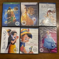 Lot of 6 Disney Signature Collection DVD Bambi Pinocchio Cinderella Peter Pan
