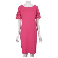 Talbots Dress M Petite PM Pink Cotton Knit Shift Short Sleeve Casual Summer