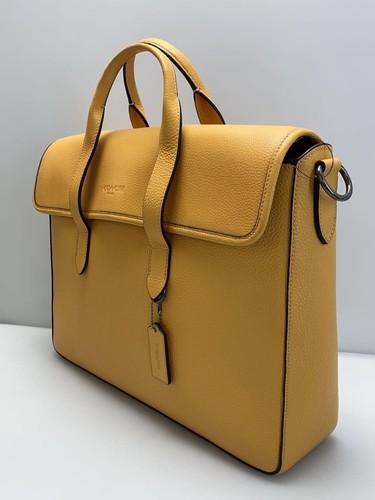 COACH Business Bag Briefcase Leather Yellow C9875 Used - Picture 2 of 6
