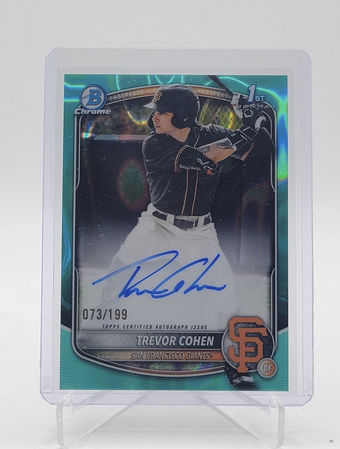 TREVOR COHEN 2025 BOWMAN CHROME DRAFT 1ST AQUA LAVA AUTO /199 #CPA-TC Q6832