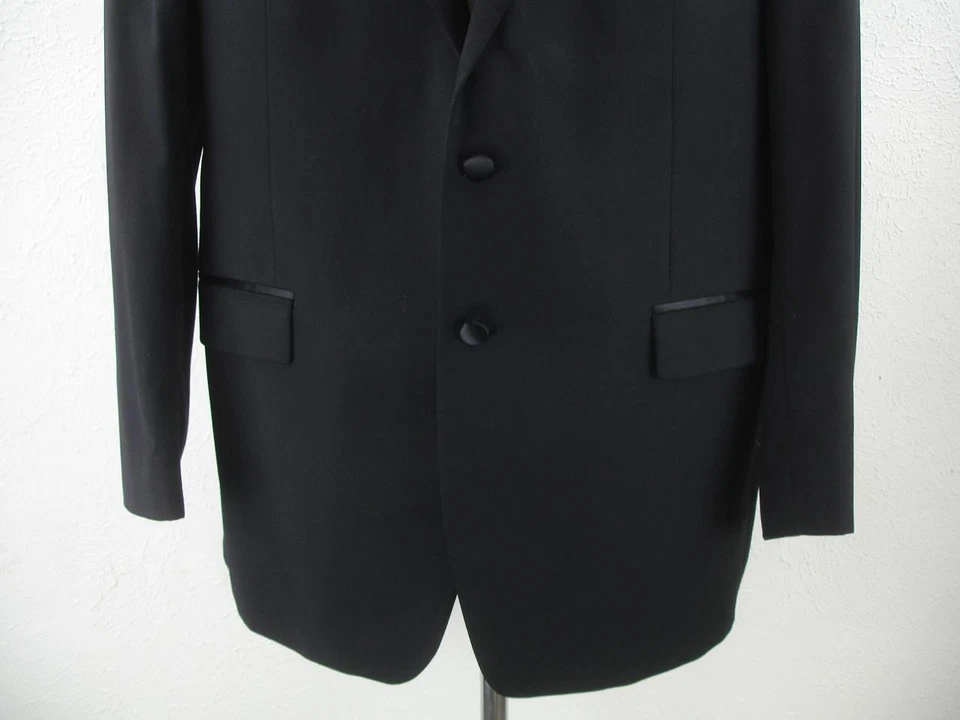 Men's 46L Calvin Klein Black Formal Tuxedo Suit Pants 41 X 32 100% Wool 2-Button - Image 4 of 4