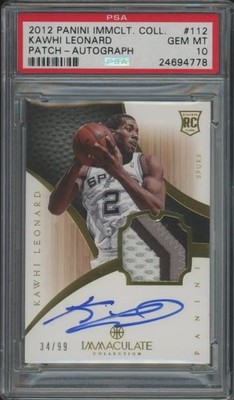 2012-13 Panini Immaculate Kawhi Leonard RPA #112 RC Patch Auto /99 PSA 10 POP 3