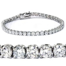 6.4CtTW Round Diamond Women's Tennis Bracelet Solid Sterling Silver 7" Lab Grown
