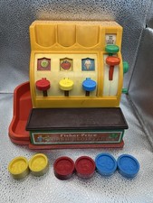 Vintage Fisher Price Cash Register with 6 Coins 1974
