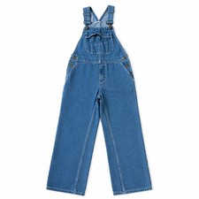 Hisea Kids Blue Jean Denim Bib Overalls Size 8 Waist 26" 100 Cotton Youth