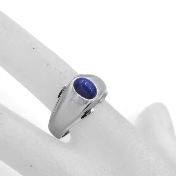 Ring mit Sternsafir 1,3 ct. Saphir Cabochon in 14 Kt. 585 Weißgold Gr. 61 - Bild 2 von 4